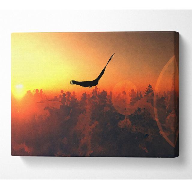 Eagle Flying In The Burnt Orange Sky - Wrapped Canvas Art Prints Alpen Home Size: 101.6cm H x 142.2cm W x 10cm D on Productcaster.