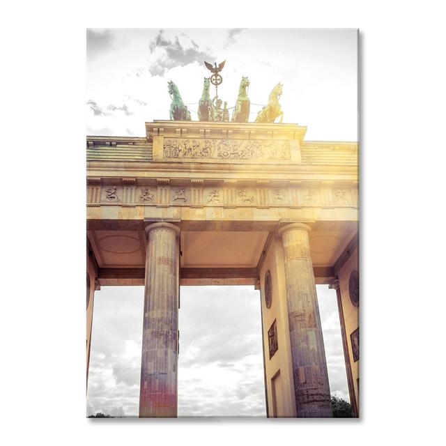 Famous Brandenburg Gate In Berlin - No Frame Print on Glass Brayden Studio Size: 80cm H x 60cm W x 0.4cm D on Productcaster.