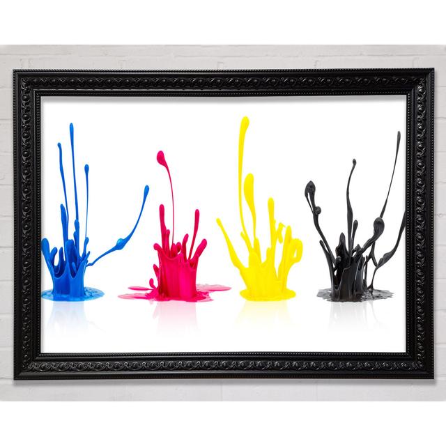 Four Splashes Of Ink Framed Print Ivy Bronx Size: 59.7cm H x 84.1cm W on Productcaster.