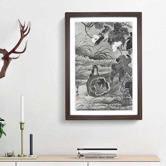 Bird and Mice by Kawanabe Kyosai - Picture Frame Painting Print on Paper East Urban Home Size: 63cm H x 45cm W x 2cm D, Frame Option: Walnut Framed on Productcaster.