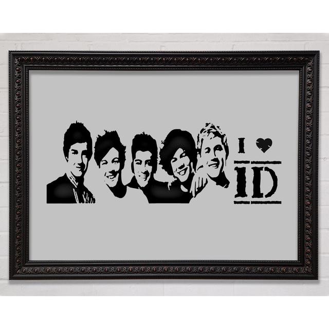 Music Quote I Love 1 Direction - Single Picture Frame Art Prints Happy Larry Size: 21cm H x 29.7cm W x 3cm D, Colour: Grey, Format: Black/Walnut Frame on Productcaster.