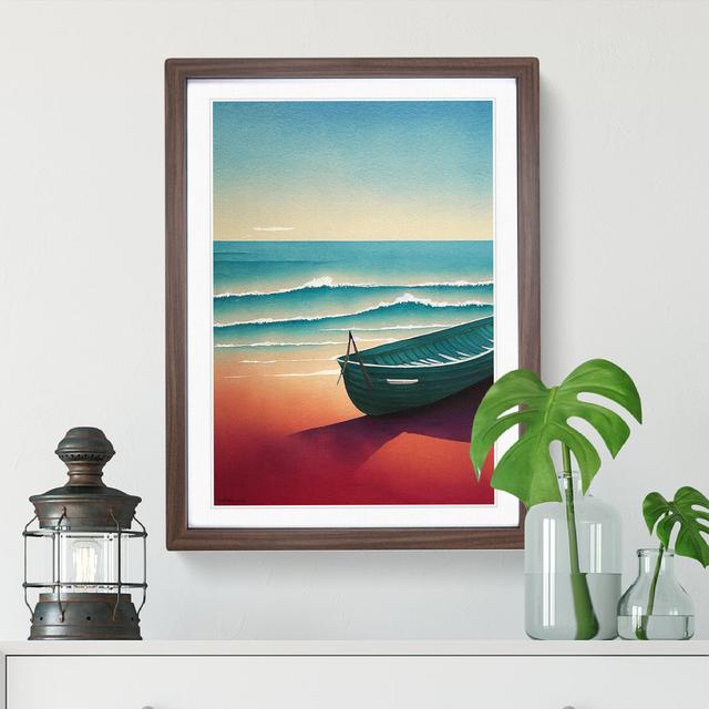 Boat on a Sandy Beach - Art Prints Breakwater Bay Size: 48cm H x 36cm W, Format: Walnut Framed, Matte Colour: White on Productcaster.