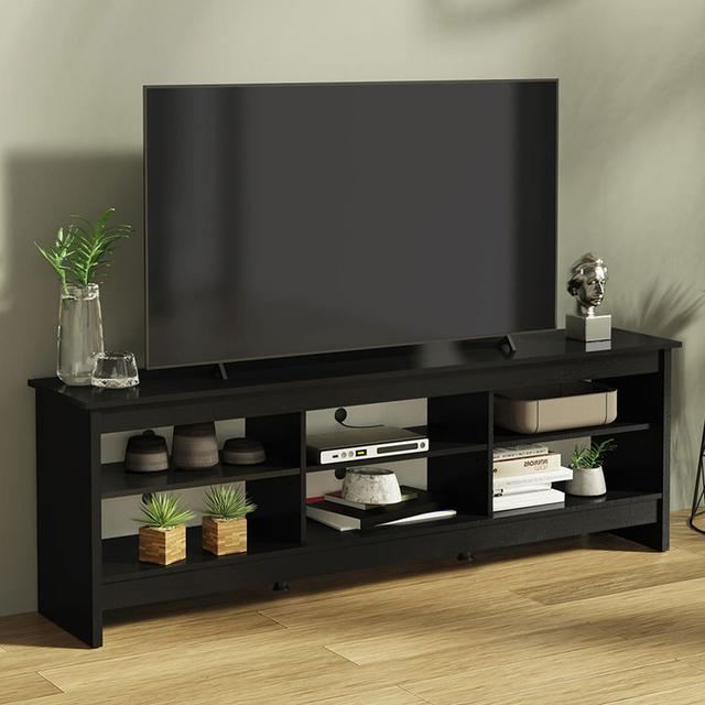 Media Console TV Stand Entertainment Center with 6 Shelves and Cable Management for 65, 75 Inch Television Living Room and Bedroom Wooden Madesa Colo on Productcaster.