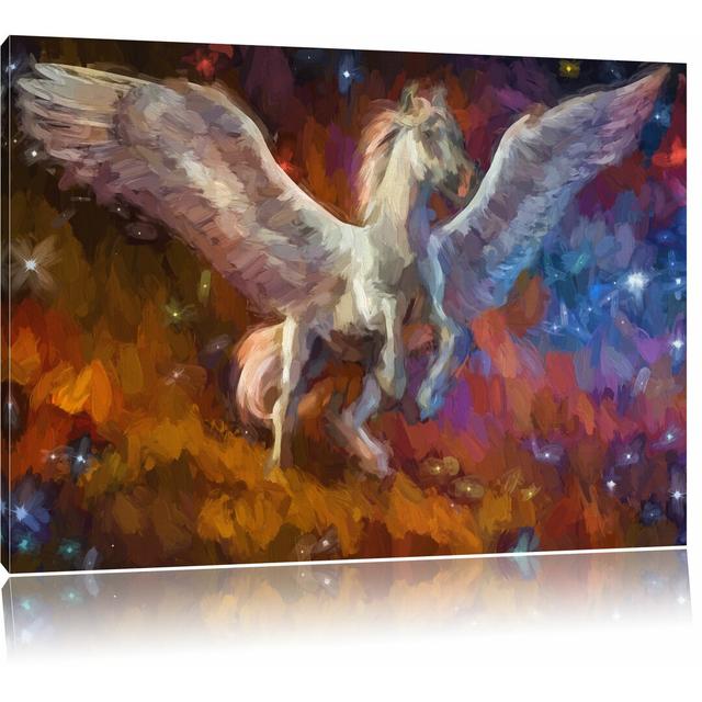 Leinwandbild "Weißer Pegasus mit Engelsflügeln", Grafikdruck East Urban Home Größe: 60 cm H x 80 cm B on Productcaster.