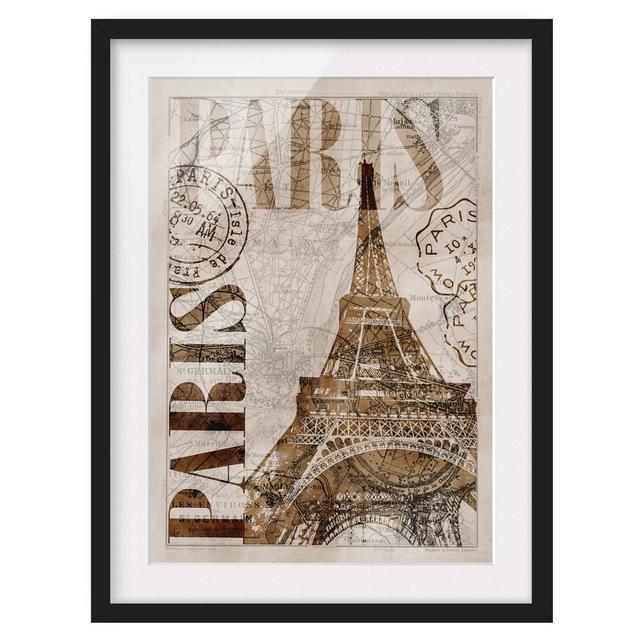 Shabby Elegance Collage - Paris - Picture Frame Graphic Art Lily Manor Size: 100cm H x 70cm W x 2cm D, Frame Option: Black Framed on Productcaster.