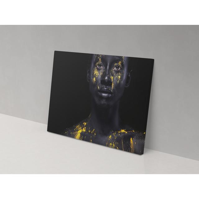 Gold Accent Face - Wrapped Canvas Painting Metro Lane Size: 36cm H x 52cm W x 4cm D on Productcaster.