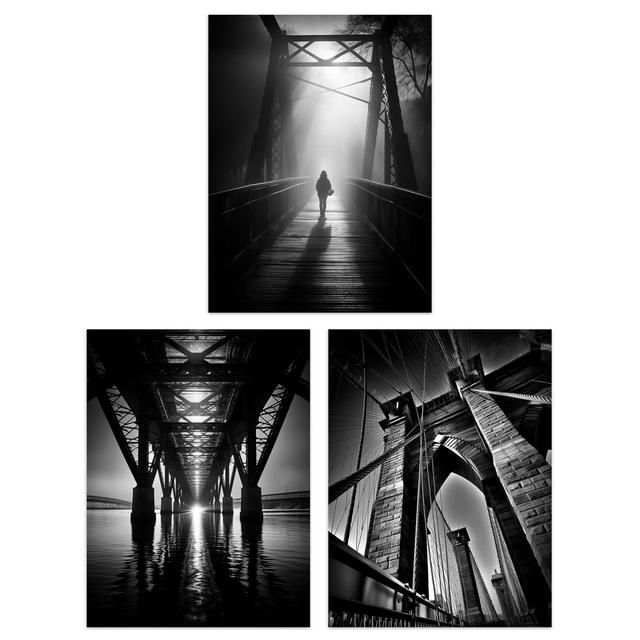 Black White Bridges Atmospheric Photographs Different Angles - 3 Piece No Frame Print Set 17 Stories Size: 40.5cm H x 30.5cm W x 0.3cm D on Productcaster.