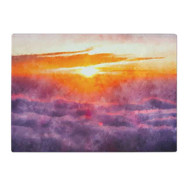 Tempered Glass Sunrise over Bali Chopping Board East Urban Home Size: 28.5 cm x 39 cm on Productcaster.