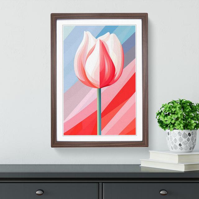 XYZ-FRM-V1223-6283 Tulip Flower Op - Single Picture Frame Print on Wood Big Box Art Size: 46cm H x 34cm W x 2cm D, Frame Colour: Walnut on Productcaster.