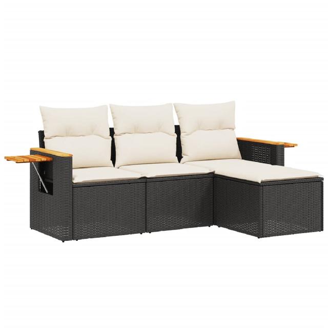 Gartensofa mit Kissen Nodra 17 Stories Rahmenfarbe: Schwarz, Farbe des Kissens: Beige on Productcaster.