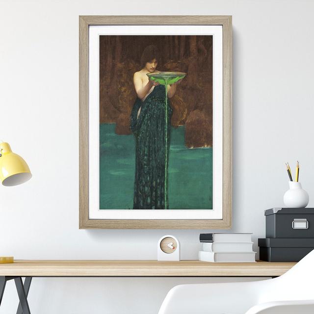 Circe Invidiosa by John William Waterhouse - Picture Frame Painting on MDF East Urban Home Frame Option: Oak Framed, Size: 48cm H x 36cm W x 2cm D on Productcaster.