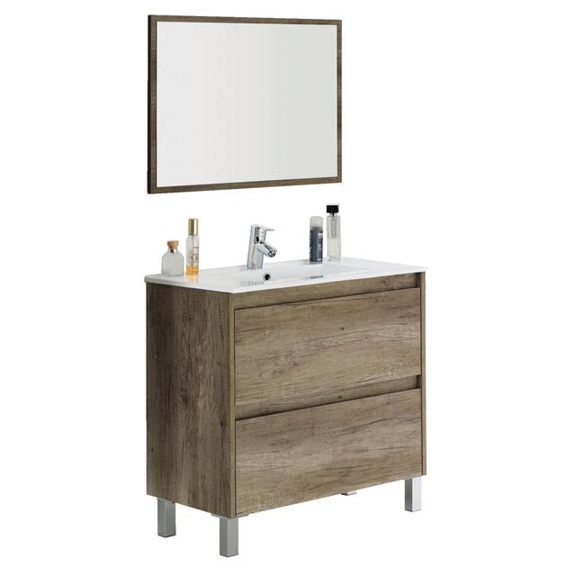 Diver 80Cm Single Bathroom Vanity Base Only in Oak Ebern Designs on Productcaster.