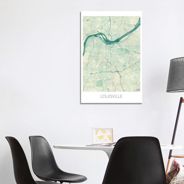 Louisville Vintage Blue Watercolor Urban Blueprint Map by Hubert Roguski - Wrapped Canvas Print Borough Wharf Size: 101.6cm H x 66.04cm W x 3.81cm D on Productcaster.