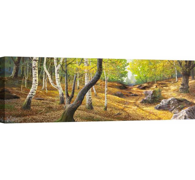 'Path in the Wood' by Adriano Galasso - Wrapped Canvas Painting Print Union Rustic Size: 40cm H x 120cm W x 4cm D on Productcaster.