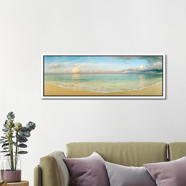 Cloudy Beachscape, Seven Mile Beach, Grand Cayman, Cayman Islands Highland Dunes Frame Colour: White, Size: 40.64cm H x 121.92cm W on Productcaster.