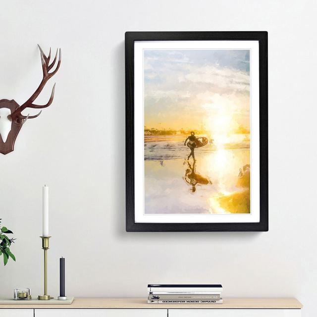 Surfer on a Spanish Beach in Abstract - Picture Frame Graphic Art Print East Urban Home Size: 87cm H x 62cm W x 2cm D, Frame Option: Black Framed on Productcaster.