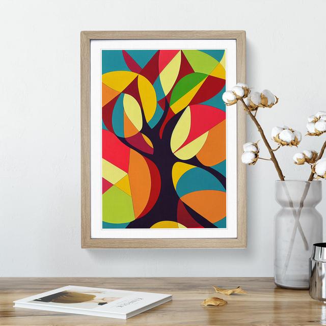 Bold Abstract Tree Art No.1 - Graphic Art George Oliver Format: Oak Framed, Size: 36cm H x 27cm W x 2cm D, Matte Colour: White on Productcaster.