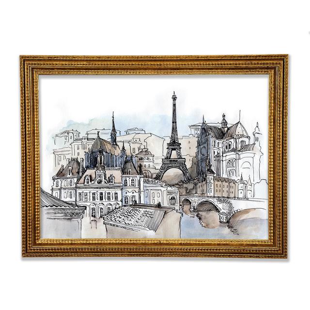 Eiffel Tower Over The Ciity 8 - Single Picture Frame Art Prints Bright Star Size: 42cm H x 59.7cm W x 3cm D on Productcaster.