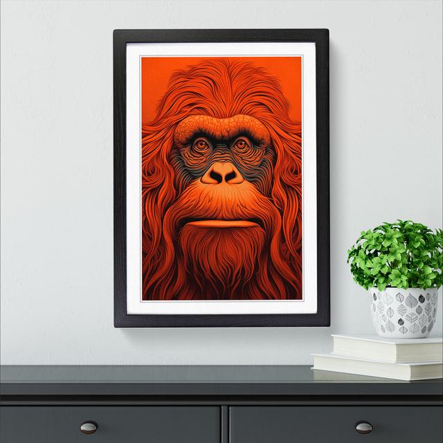 Orangutan Op - Single Picture Frame Print on Wood Big Box Art Frame Colour: Black Framed, Size: 64cm H x 46cm W x 2cm D on Productcaster.