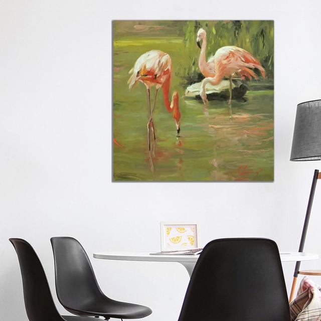 Flamingo II by Chuck Larivey - Gallery-Wrapped Canvas Giclée on Canvas 17 Stories Size: 93.98cm H x 93.98cm W x 3.81cm D, Format: Wrapped Canvas on Productcaster.