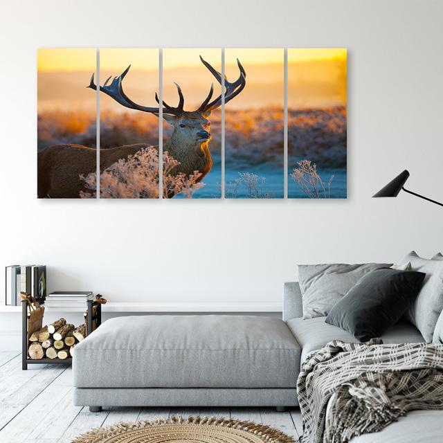 Canvas Print Deer Animals Union Rustic Size: 60cm H x 150cm W on Productcaster.