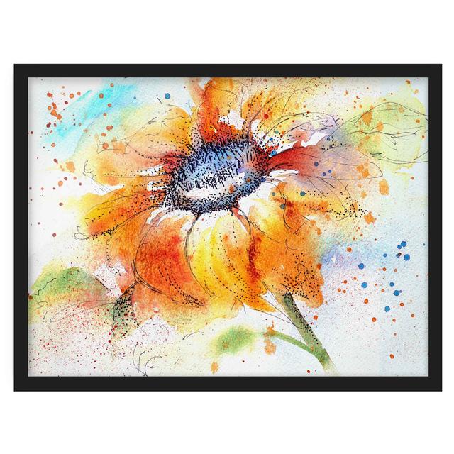 Painted Sunflower - Picture Frame Graphic Art Rosalind Wheeler Frame Option: Black Framed, Size: 50cm H x 70cm W x 2cm D on Productcaster.