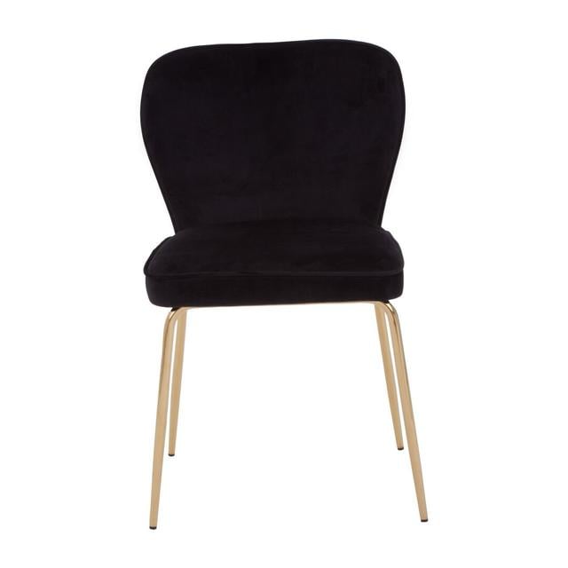 Elsberry Upholstered Dining Chair Fairmont Park Leg Colour: Gold, Upholstery Colour: Black on Productcaster.