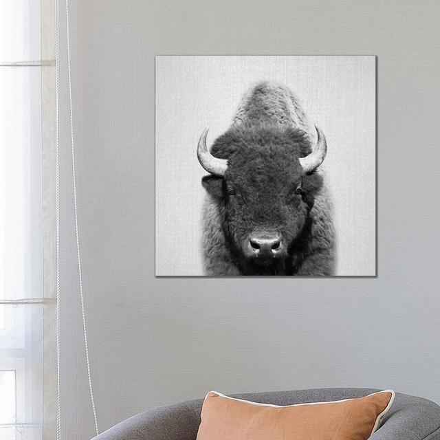 Buffalo In Black & White - Wrapped Canvas Print Brambly Cottage Size: 66.04cm H x 66.04cm W x 3.81cm D on Productcaster.