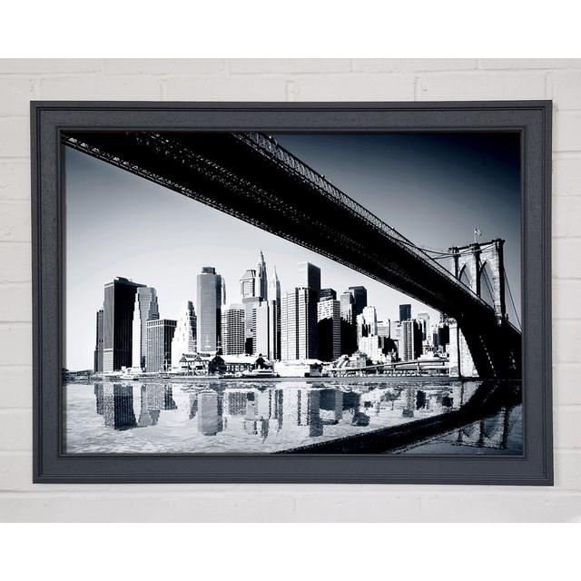 The Drive To New York City Blue Framed Print Ebern Designs Size: 42cm H x 59.7cm W x 1.5cm D on Productcaster.