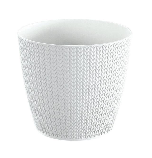 Caffrey Plastic Plant Pot Freeport Park Colour: White, Size: 11.2cm H x 12.8cm W x 12.8cm D on Productcaster.