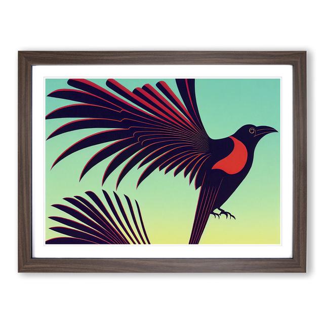 Raven Bird Deco Style Abstract - Picture Frame Graphic Art 17 Stories Frame Colour: Walnut Framed, Size: 34cm H x 46cm W x 2cm D on Productcaster.