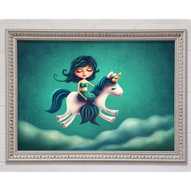 Mermaid Riding A Unicorn - Single Picture Frame Art Prints Bright Star Size: 100cm H x 141.4cm W x 3cm D on Productcaster.