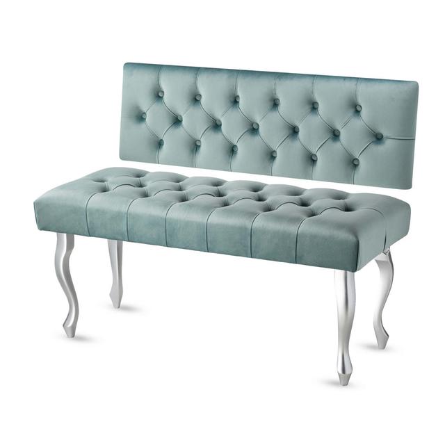 Jerez Upholstered Bench Mercer41 Size: H45 x W45 x D40cm, Colour: Mint/Silver on Productcaster.