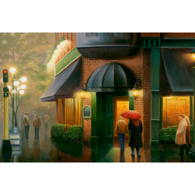 Rainy Day Pub - Wrapped Canvas Art Prints Rosalind Wheeler Size: 81cm H x 122cm W x 3.8cm D on Productcaster.