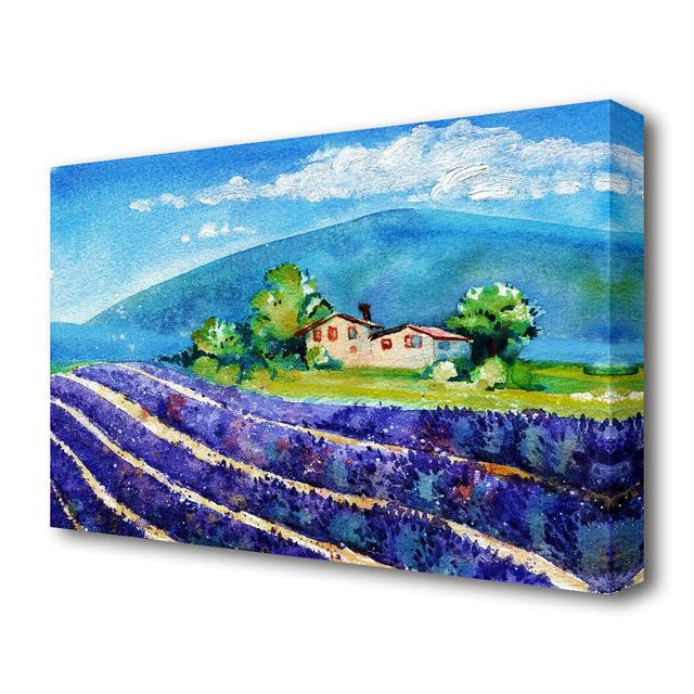 'Lavender Fields in France' Painting Print on Canvas East Urban Home Size: 81.3 cm H x 121.9 cm W on Productcaster.