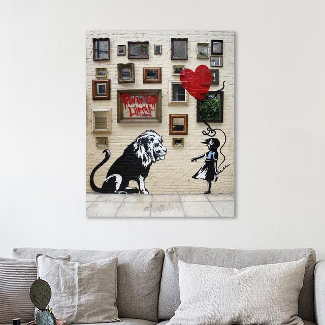 Run for Your Lives by Banksy - Wrapped Canvas Graphic Art Print East Urban Home Size: 76cm H x 61cm W x 4cm D on Productcaster.