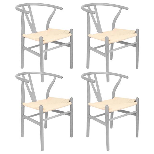 Lorena Solid Wood Armchair (Set of 4) Isabelline Colour: Grey/Natural on Productcaster.