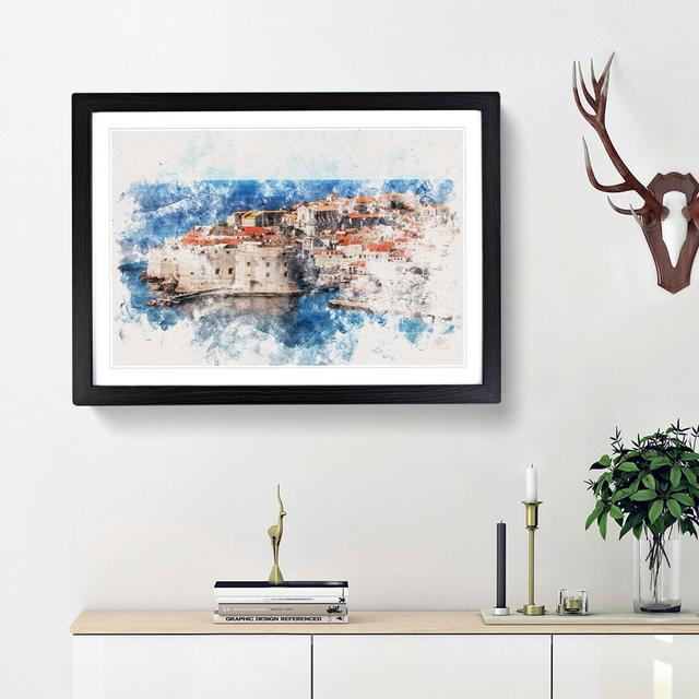 Ancient City Walls of Dubrovnik in Croatia Watercolour - Picture Frame Graphic Art Print East Urban Home Size: 40cm H x 60cm W x 2cm D, Frame Option: on Productcaster.