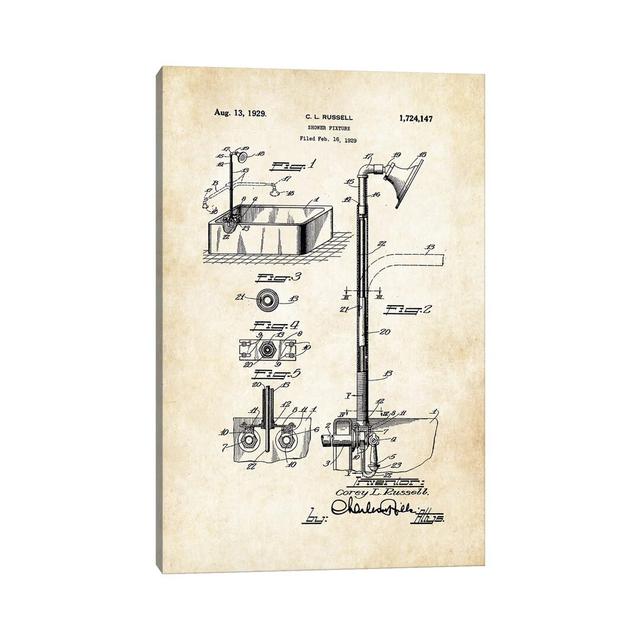 Antique Shower by Patent77 - Wrapped Canvas Gallery-Wrapped Canvas Giclée Borough Wharf Size: 45.72cm H x 30.48cm W x 1.91 cm D on Productcaster.