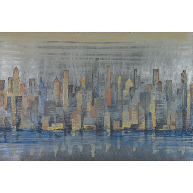 Painted Gray Cityscape - Wrapped Canvas Art Prints Borough Wharf Size: 30cm H x 46cm W on Productcaster.