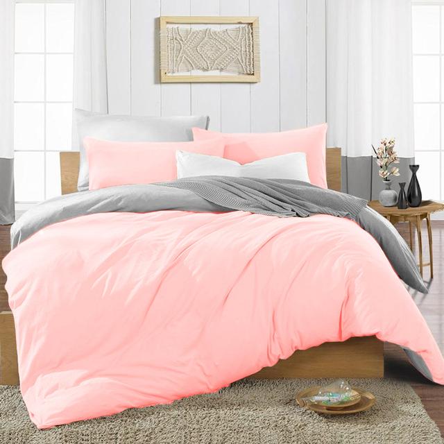 Fridi Microfiber Plain & Reversible Duvet Cover Set Ebern Designs Size: Single Duvet Cover + 1 Standard Pillowcase, Colour: Blush/Grey on Productcaster.