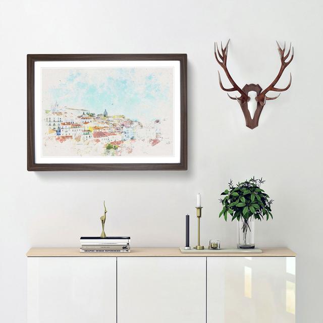 Skyline of Alfalma Lisbon Portugal - Picture Frame Painting Print East Urban Home Frame Option: Walnut Framed, Size: 33cm H x 45cm W x 2cm D on Productcaster.