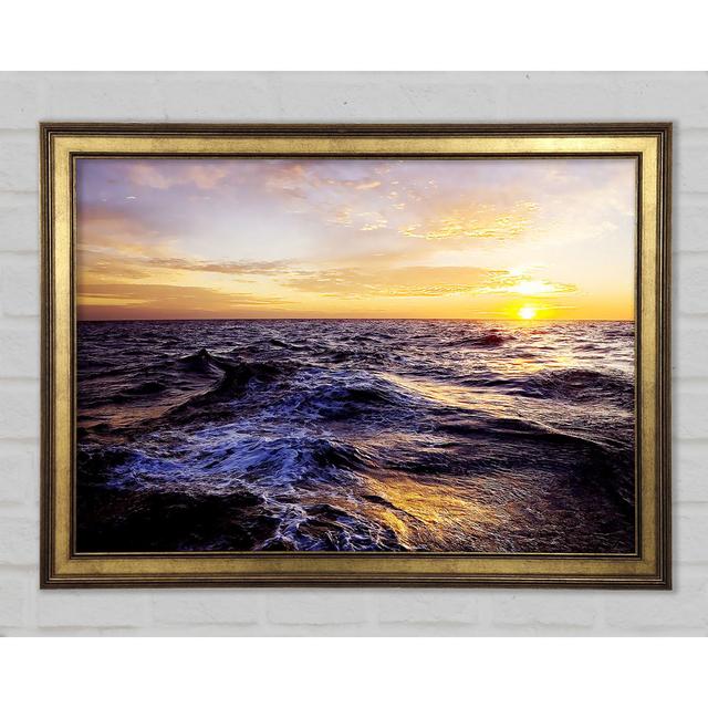 Golden Waves Crashing Framed Print Highland Dunes Size: 59.7cm H x 84.1cm W on Productcaster.