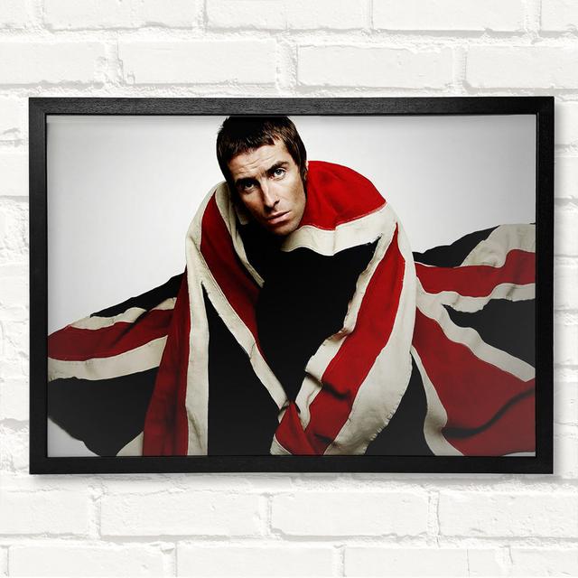 Oasis Liam Gallagher Flag - Closed Corner Frame Art Prints on Wood Fairmont Park Size: 29.7cm H x 42 cm W on Productcaster.