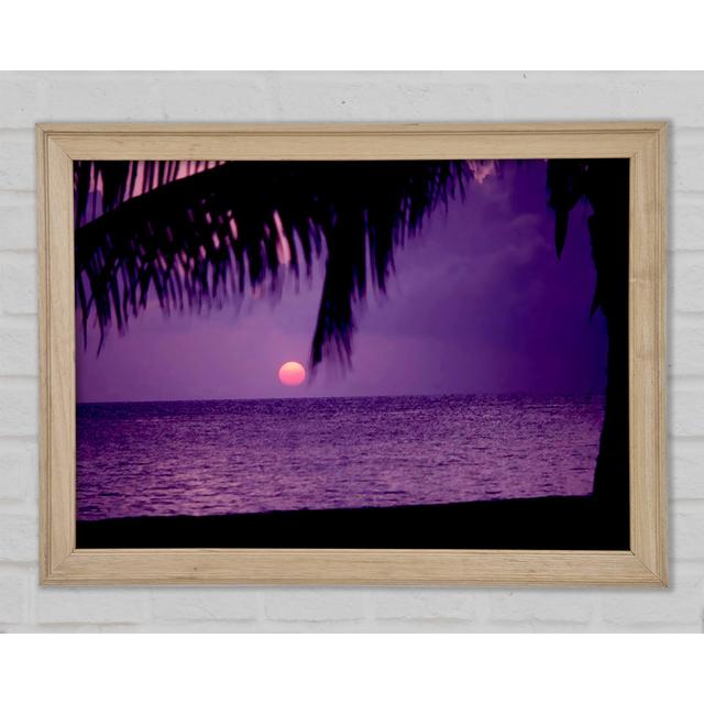 Sun Down Palm Purple Framed Print Wall Art Highland Dunes Size: 84.1cm H x 118.9cm W x 1.5cm D, Format: Matte Black Framed Paper on Productcaster.