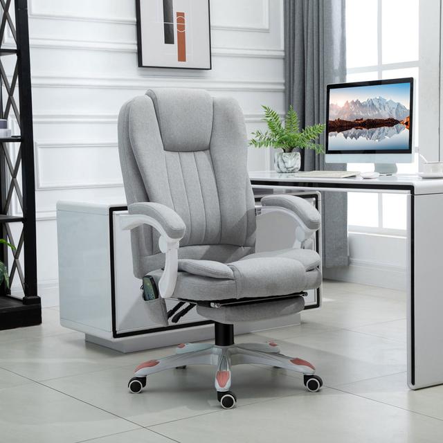 Massage Sessel, Bürostuhl, Gaming Stuhl, Polyester, Schaumstoff, Nylon, Grau, 66 x 63 x 107-115 cm 17 Stories on Productcaster.