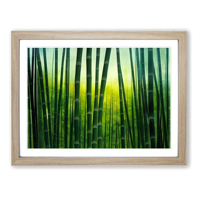 Cute Bamboo Forest - Single Picture Frame Painting 17 Stories Size: 46cm H x 64cm W x 2cm D, Frame Colour: Oak on Productcaster.