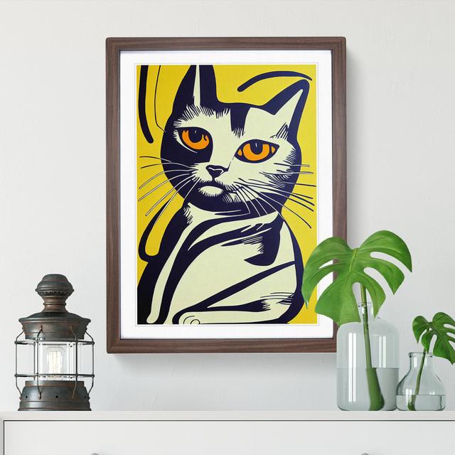 The Cool Cat Abstract - Picture Frame Graphic Art Marlow Home Co. Frame Colour: Walnut Framed, Size: 34cm H x 25cm W x 2cm D on Productcaster.