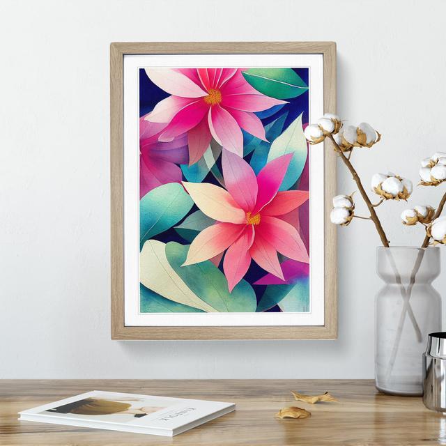 Stunning Watercolour Flowers No.5 - Picture Frame Painting Marlow Home Co. Size: 46cm H x 34cm W x 2cm D, Frame Colour: Oak Framed on Productcaster.