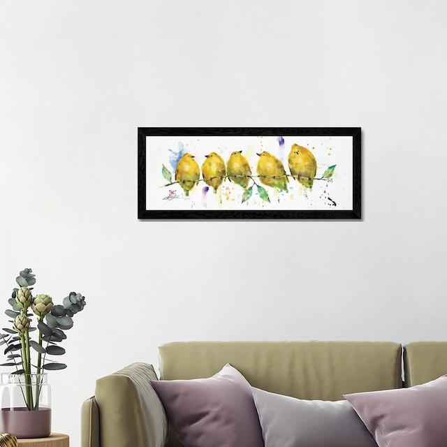 Lemon Birds by Dean Crouser - Panoramic Painting on Canvas Brayden Studio Size: 30.48cm H x 91.44cm W x 3.81cm D, Frame Option: Black Framed on Productcaster.